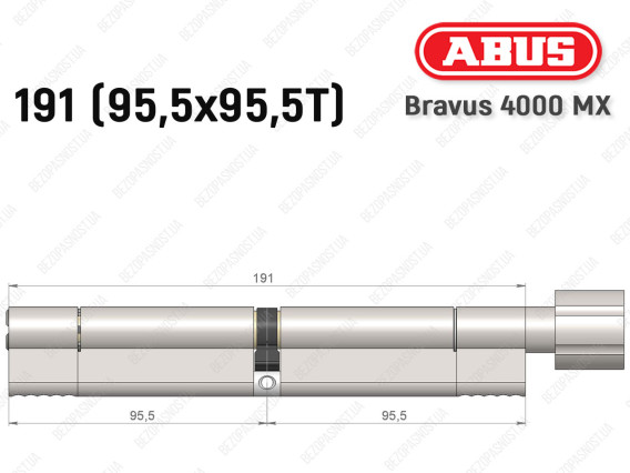 Циліндр ABUS BRAVUS 4000 MX, з тумблером, 190 (95х95T)