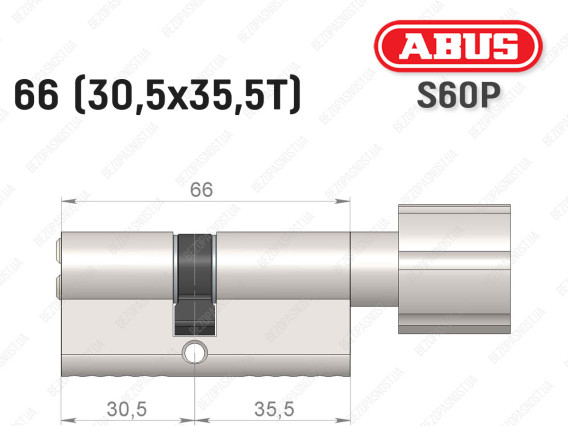 Цилиндр ABUS S60P Compact, с тумблером, 65 мм (30х35Т)