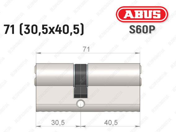 Циліндр ABUS S60P Compact, ключ-ключ, 70 мм (30х40)