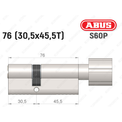 Цилиндр ABUS S60P Compact, с тумблером, 75 мм (30х45Т)
