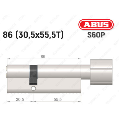 Цилиндр ABUS S60P Compact, с тумблером, 85 мм (30х55Т)