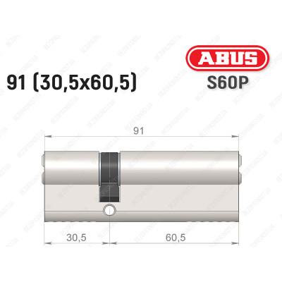 Цилиндр ABUS S60P Compact, ключ-ключ, 90 мм (30х60)