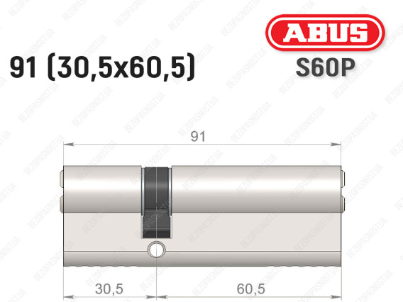 Циліндр ABUS S60P Compact, ключ-ключ, 90 мм (30х60)