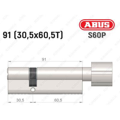 Циліндр ABUS S60P Compact, з тумблером, 90 мм (30х60Т)
