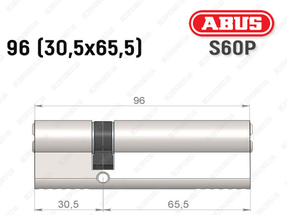 Цилиндр ABUS S60P Compact, ключ-ключ, 95 мм (30х65)