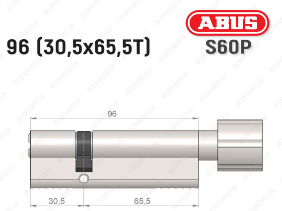 Циліндр ABUS S60P Compact, з тумблером, 95 мм (30х65Т)