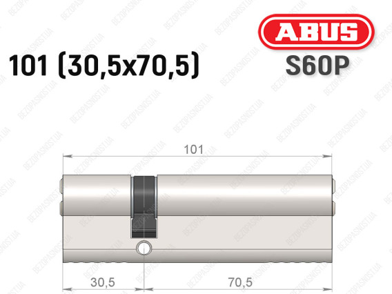 Циліндр ABUS S60P Compact, ключ-ключ, 100 мм (30х70)