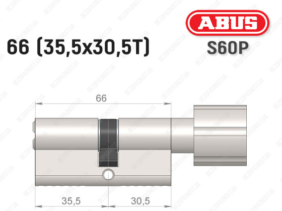 Цилиндр ABUS S60P Compact, с тумблером, 65 мм (35х30Т)