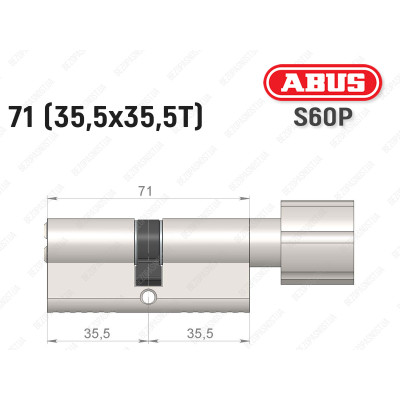 Цилиндр ABUS S60P Compact, с тумблером, 70 мм (35х35Т)