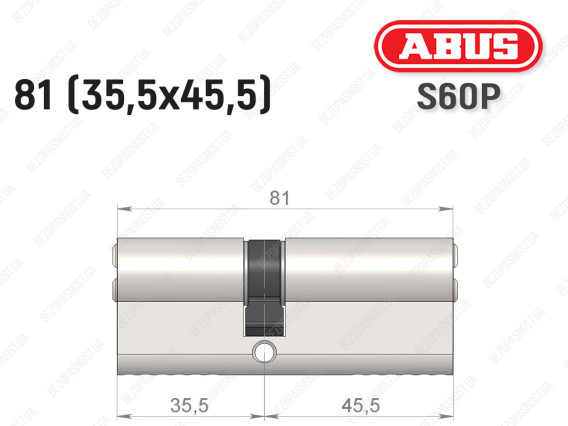 Цилиндр ABUS S60P Compact, ключ-ключ, 80 мм (35х45)