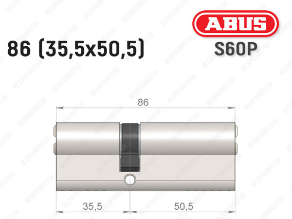 Циліндр ABUS S60P Compact, ключ-ключ, 85 мм (35х50)