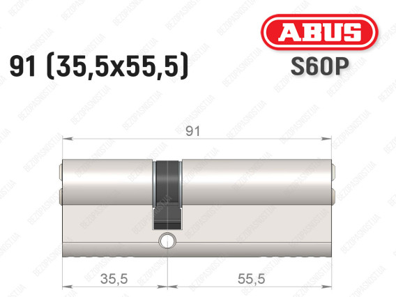 Цилиндр ABUS S60P Compact, ключ-ключ, 90 мм (35х55)