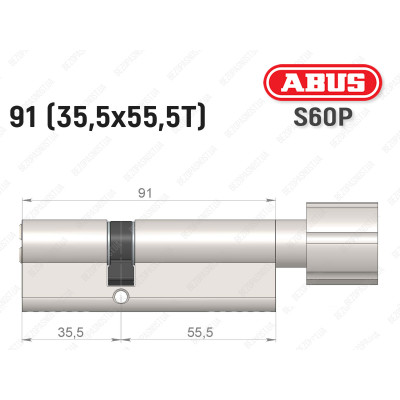 Циліндр ABUS S60P Compact, з тумблером, 90 мм (35х55Т)