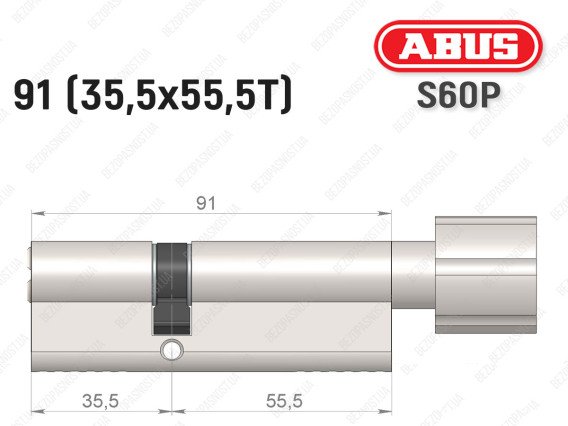 Цилиндр ABUS S60P Compact, с тумблером, 90 мм (35х55Т)