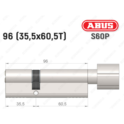 Циліндр ABUS S60P Compact, з тумблером, 95 мм (35х60Т)