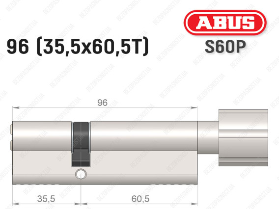 Циліндр ABUS S60P Compact, з тумблером, 95 мм (35х60Т)
