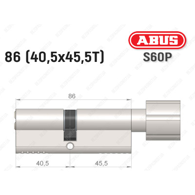 Циліндр ABUS S60P Compact, з тумблером, 85 мм (40х45Т)