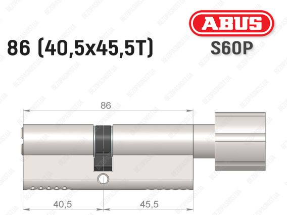 Циліндр ABUS S60P Compact, з тумблером, 85 мм (40х45Т)