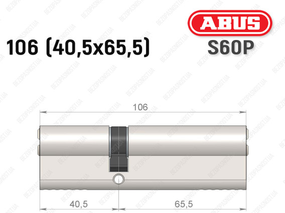 Циліндр ABUS S60P Compact, ключ-ключ, 105 мм (40х65)