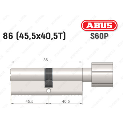 Цилиндр ABUS S60P Compact, с тумблером, 85 мм (45х40Т)