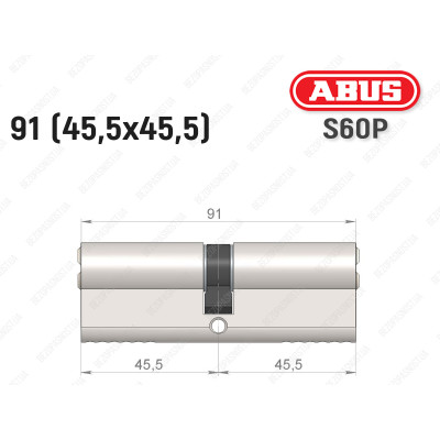 Циліндр ABUS S60P Compact, ключ-ключ, 90 мм (45х45)