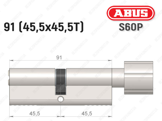 Циліндр ABUS S60P Compact, з тумблером, 90 мм (45х45Т)