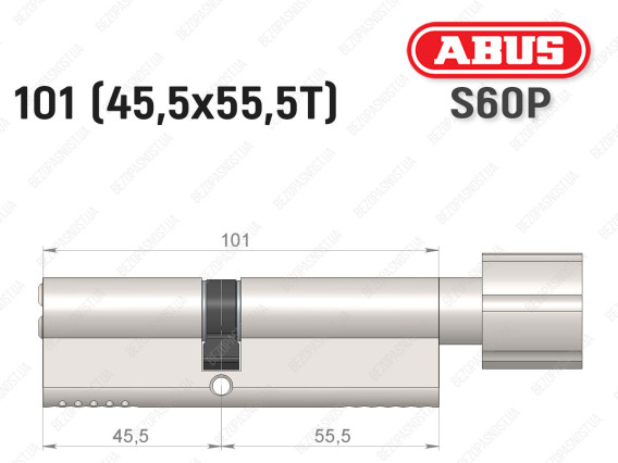 Цилиндр ABUS S60P Compact, с тумблером, 100 мм (45х55Т)