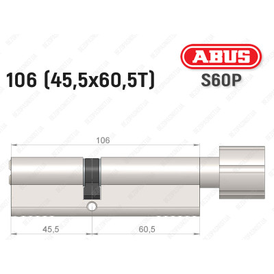 Циліндр ABUS S60P Compact, з тумблером, 105 мм (45х60Т)