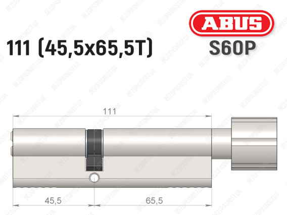 Цилиндр ABUS S60P Compact, с тумблером, 110 мм (45х65Т)
