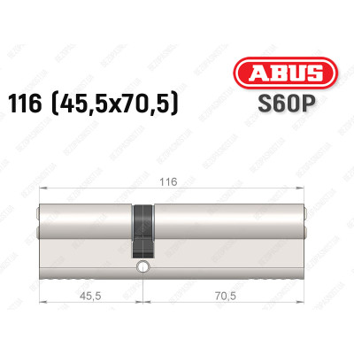 Циліндр ABUS S60P Compact, ключ-ключ, 115 мм (45х70)
