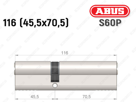 Цилиндр ABUS S60P Compact, ключ-ключ, 115 мм (45х70)