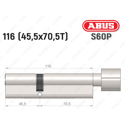 Циліндр ABUS S60P Compact, з тумблером, 115 мм (45х70Т)