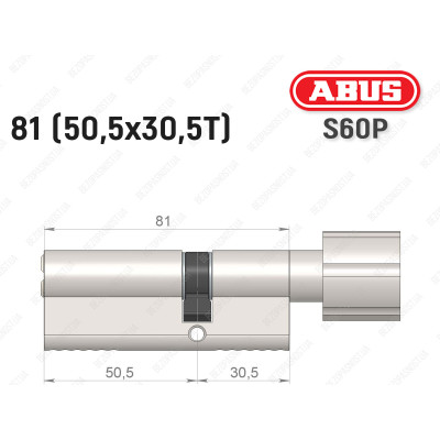Циліндр ABUS S60P Compact, з тумблером, 80 мм (50х30Т)