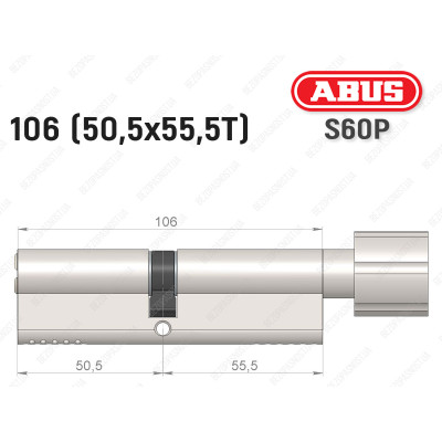 Циліндр ABUS S60P Compact, з тумблером, 105 мм (50х55Т)