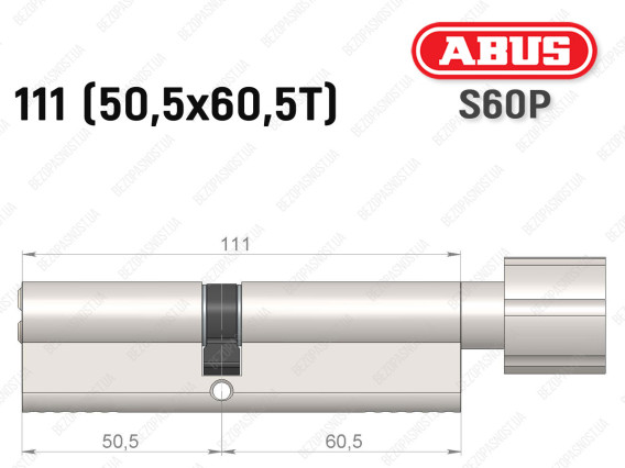 Цилиндр ABUS S60P Compact, с тумблером, 110 мм (50х60Т)
