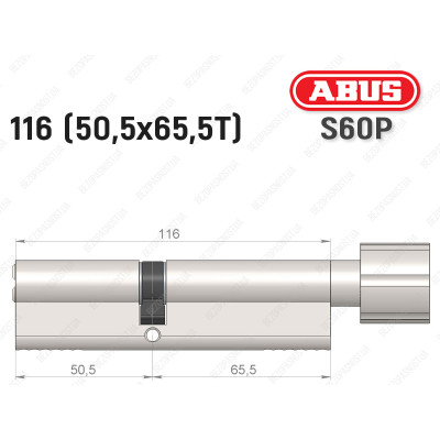 Циліндр ABUS S60P Compact, з тумблером, 115 мм (50х65Т)