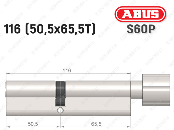 Циліндр ABUS S60P Compact, з тумблером, 115 мм (50х65Т)