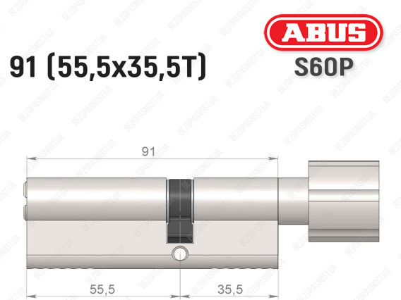 Циліндр ABUS S60P Compact, з тумблером, 90 мм (55х35Т)