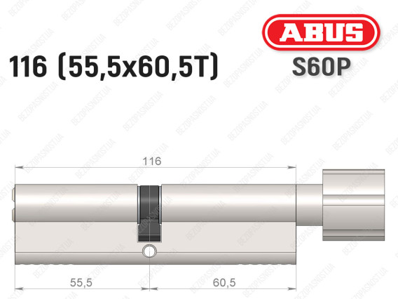 Цилиндр ABUS S60P Compact, с тумблером, 115 мм (55х60Т)