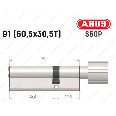 Циліндр ABUS S60P Compact, з тумблером, 90 мм (60х30Т)
