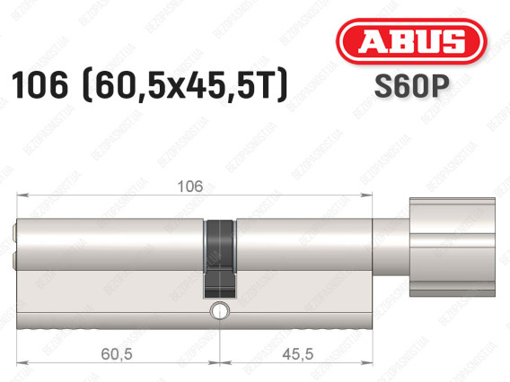 Цилиндр ABUS S60P Compact, с тумблером, 105 мм (60х45Т)