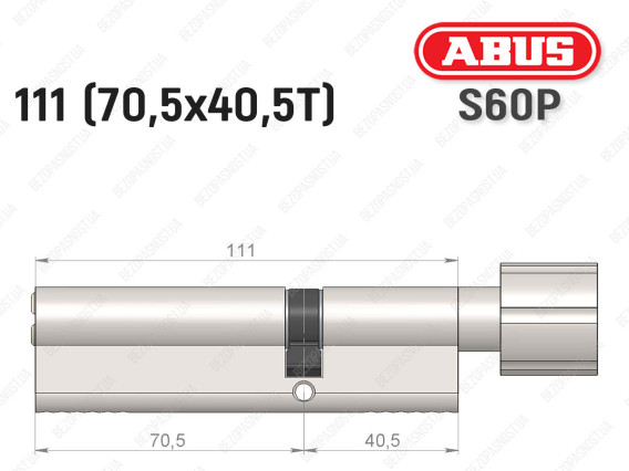 Цилиндр ABUS S60P Compact, с тумблером, 110 мм (70х40Т)