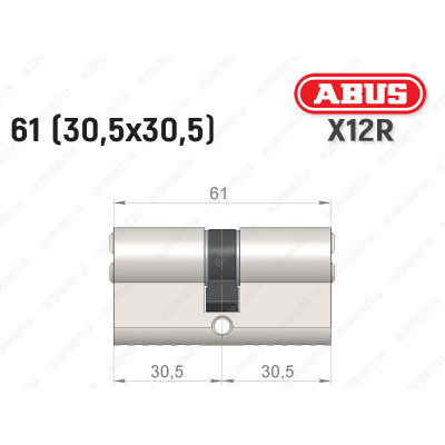 Циліндр ABUS X12R Compact, ключ-ключ, 60 (30х30)