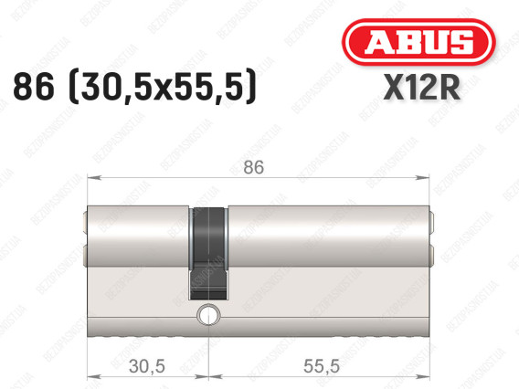 Циліндр ABUS X12R Compact, ключ-ключ, 85 (30х55)
