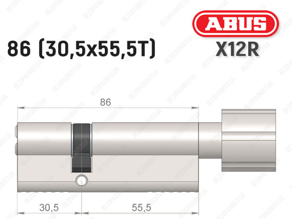 Цилиндр ABUS X12R Compact, с тумблером, 85 (30х55Т)
