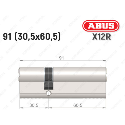 Циліндр ABUS X12R Compact, ключ-ключ, 90 (30х60)