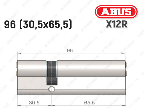 Циліндр ABUS X12R Compact, ключ-ключ, 95 (30х65)