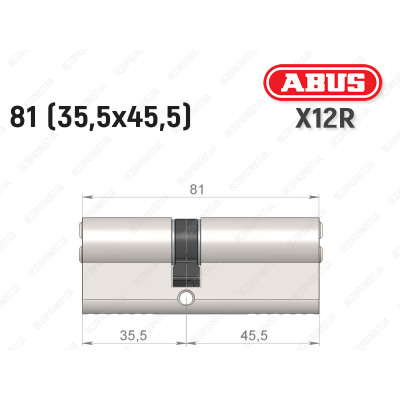 Циліндр ABUS X12R Compact, ключ-ключ, 80 (35х45)