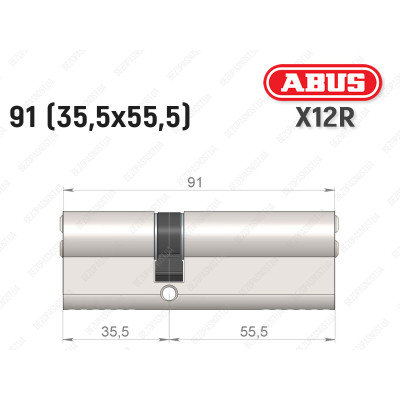 Цилиндр ABUS X12R Compact, ключ-ключ, 90 (35х55)