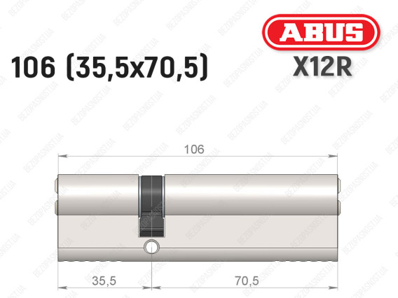 Циліндр ABUS X12R Compact, ключ-ключ, 105 (35х70)